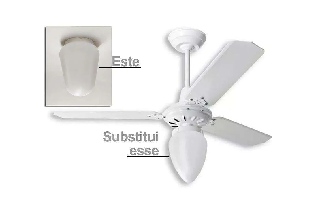 Globo Master Fechado Plástico Ventilador de Teto Boca com 10cm de Diâmetro Universal Branco Fosco - Imagem 3