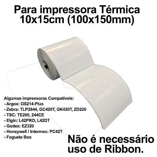 2 Rolos Etiqueta Térmica 10x15cm Serrilhado - Envios / Correios / Sedex / e-commerce - Sem Ribbon 2 2 Rolos Etiqueta Térmica 10x15cm Serrilhado - Envios / Correios / Sedex / e-commerce - Sem Ribbon - Imagem 2