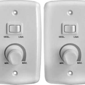 Chave Rotativa p/ Ventilador de Teto e Controle de Intensidade da Luz 110v/220v com Botão Liga e Desliga - 2 Unidades BR