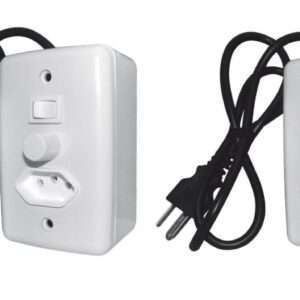 Chave Com Luz Tomada Rabicho Caixa Externa 110v/220v Controle de Velocidade P/ Liquidificador e Dimerizáveis 1000W - 2Un