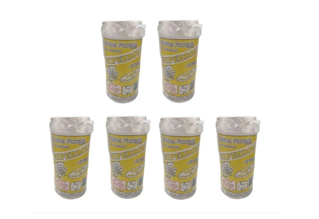 Kit c/ 6 Bobina Saco Plástico Picotada - Fundo Reto 16x30 Rolo C/500 Sacos - Para Alimentos / Padaria / Horti Fruti