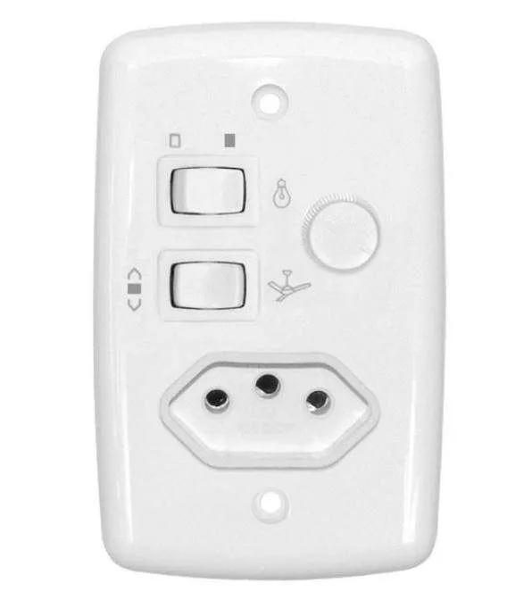 Chave Rotativa com Tomada Luz Ventilador e Exaustor 110v/220v 400w Branco 1 Chave Rotativa com Tomada Luz Ventilador e Exaustor 110v/220v 400w Branco