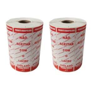 Kit com 2 - Rolo de Etiqueta Lacre de Segurança para Delivery Ifood / Uber Eats / Rappi / Alimentos / Pizza / Marmita