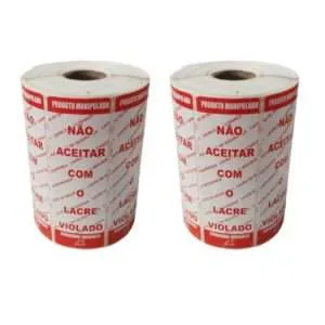 Kit com 2 - Rolo de Etiqueta Lacre de Segurança para Delivery Ifood / Uber Eats / Rappi / Alimentos / Pizza / Marmita