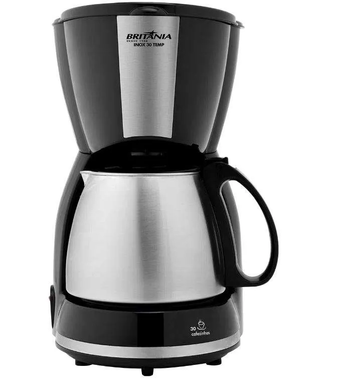 Jarra Para Cafeteira Britânia CP30 / CP30 Inox / Inox 30 Temp / CB30 Inox Preta em Aço Escovado Original 3 Jarra Para Cafeteira Britânia CP30 / CP30 Inox / Inox 30 Temp / CB30 Inox Preta em Aço Escovado Original - Imagem 3