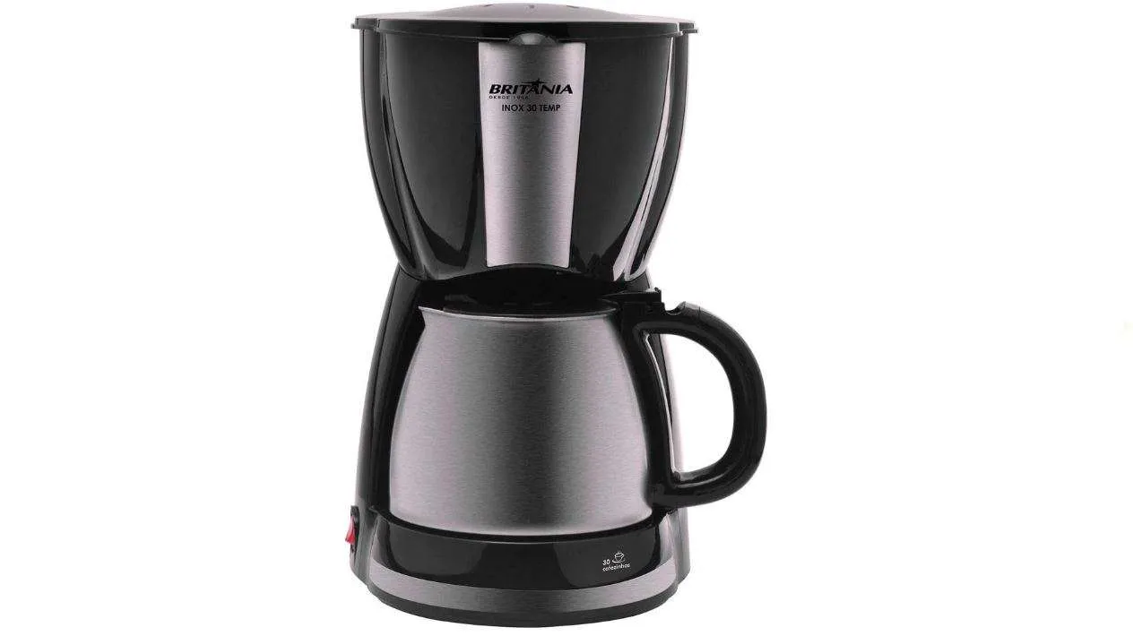 Jarra p/ Cafeteira Britânia CP30 / CP30 Inox / Inox 30 Temp / CB30 em Aço Escovado Preta Original - Imagem 2