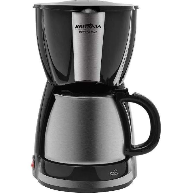 Jarra Para Cafeteira Britânia CP30 / CP30 Inox / Inox 30 Temp / CB30 Inox Preta em Aço Escovado Original 2 Jarra Para Cafeteira Britânia CP30 / CP30 Inox / Inox 30 Temp / CB30 Inox Preta em Aço Escovado Original - Imagem 2