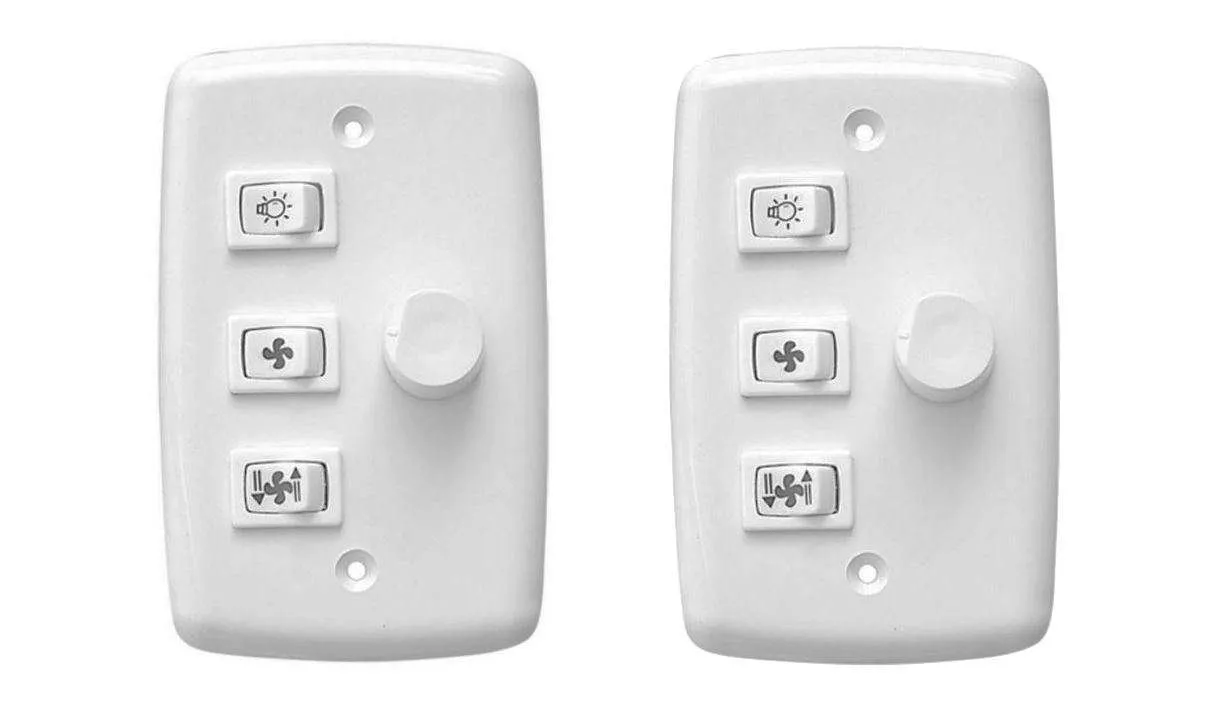 Chave Dimmer c/ 1 Lâmpada Isolada / Ventilador e Exaustor C/ Controle Rotativo Bivolt 400w Universal - Kit com 2 Unid.