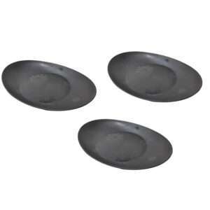 Bandeja / Travessa / Prato Oval Antiderrapante 28x20 Plástico Preto - Kit com 3 unidades
