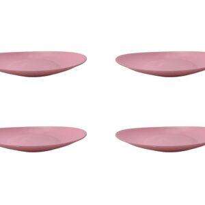 Bandeja / Travessa / Prato Oval Antiderrapante 28x20 Plástico Rosa - Kit com 4 unidades