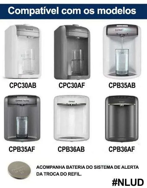 Refil compatível para Purificador de Água Consul Bem Estar Facilite CPC30 CPC31 CPB34 CPC35 CPC36 + Bateria 3v - Imagem 2