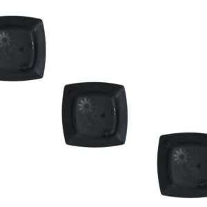 Bandeja / Travessa / Prato quadrado antiderrapante plástico preto - Kit c/ 3 unidades