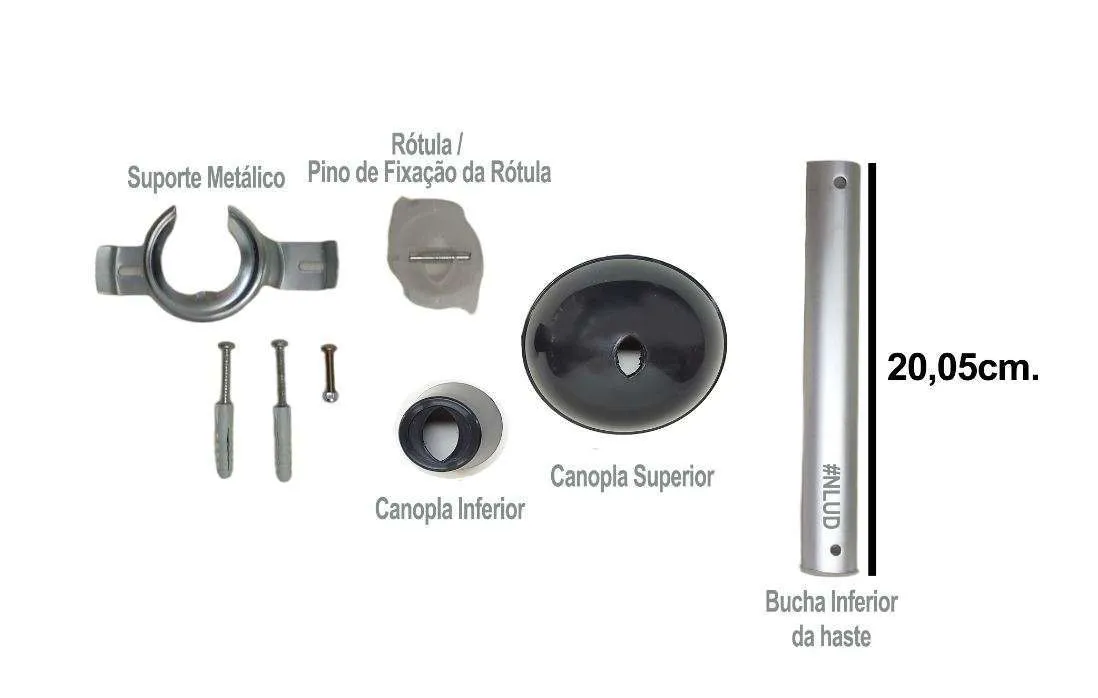 Kit Instalação Fácil Ventilador de Teto Haste 20cm com Acessórios Preto 2 Kit Instalação Fácil Ventilador de Teto Haste 20cm com Acessórios Preto - Imagem 2