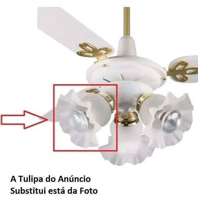 Kit c 03 Un. Tulipa Plástica Moderna Pata de Vaca Lustre e Ventilador de Teto Universal 5 Kit c 03 Un. Tulipa Plástica Moderna Pata de Vaca Lustre e Ventilador de Teto Universal - Imagem 5