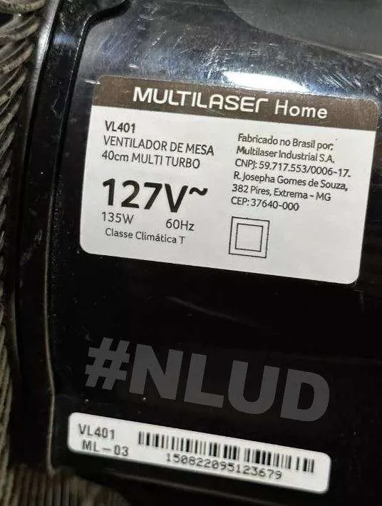 Hélice Compatível Ventilador Multilaser VL401 VL402 VL403 VL404 40cm 6 Pás Cinza - Imagem 5