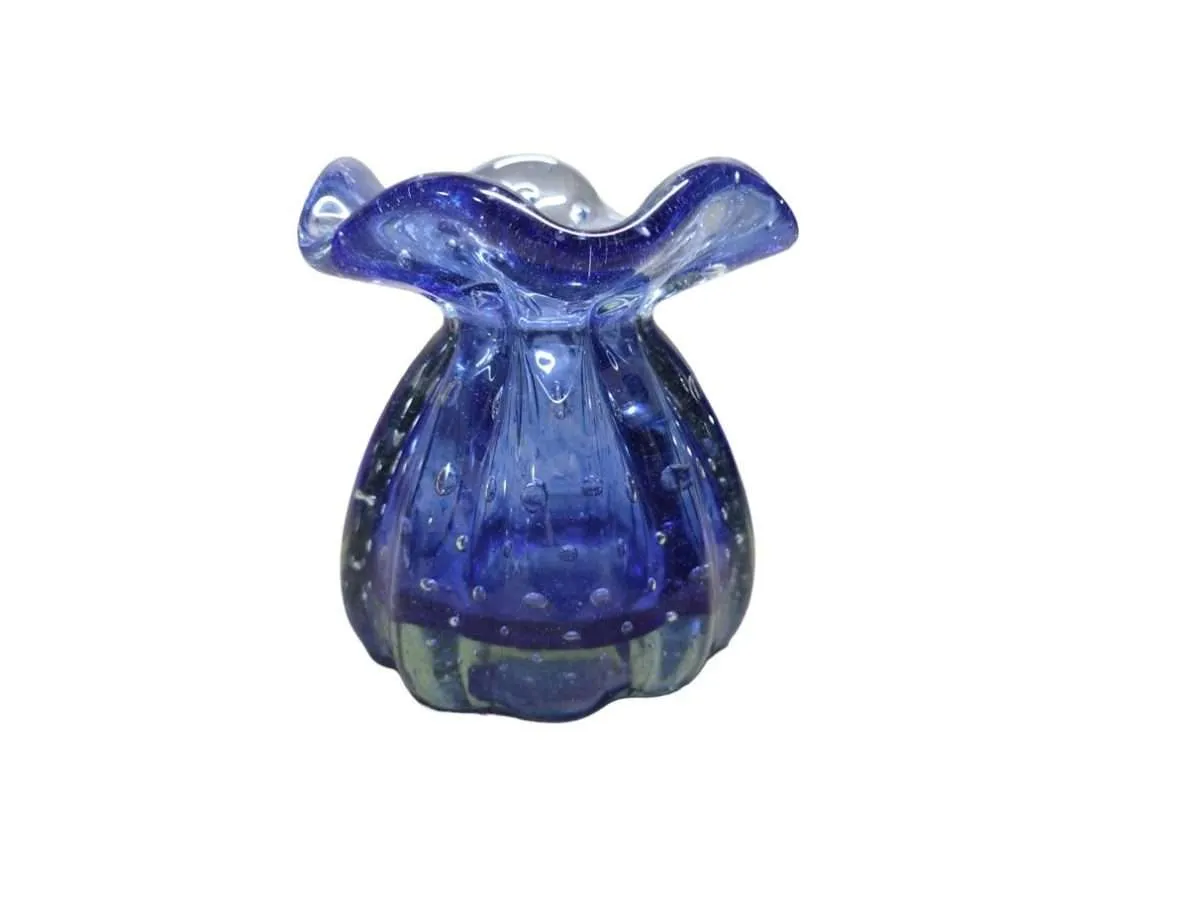 Vaso Decorativo Murano Trouxinha Pequena Azul Marinho