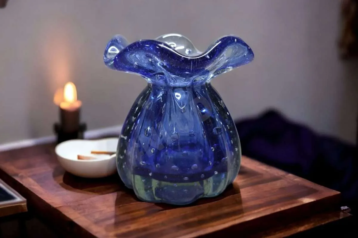 Vaso Decorativo Murano Trouxinha Pequena Azul Marinho - Imagem 4