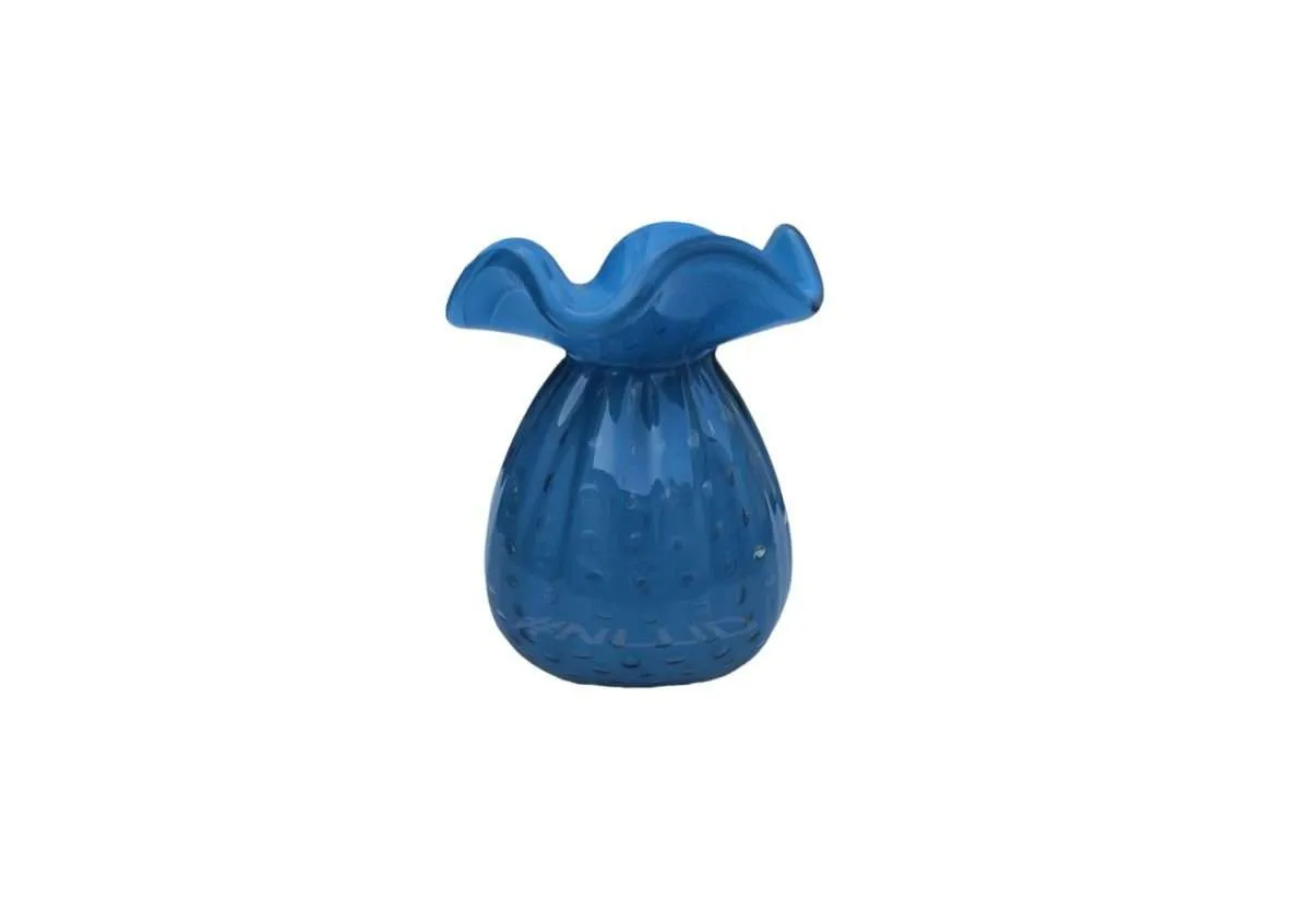 Vaso Decorativo Murano Trouxinha Grande Azul Bebê