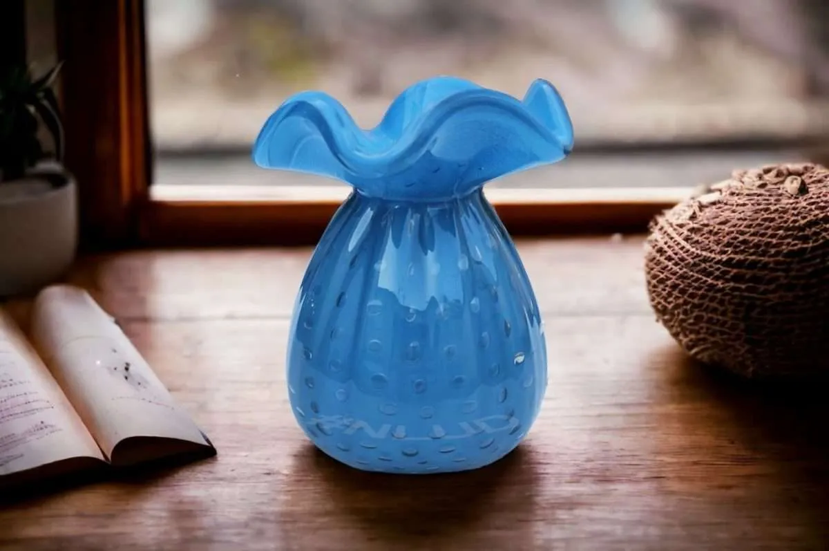 Vaso Decorativo Murano Trouxinha Grande Azul Bebê - Imagem 2