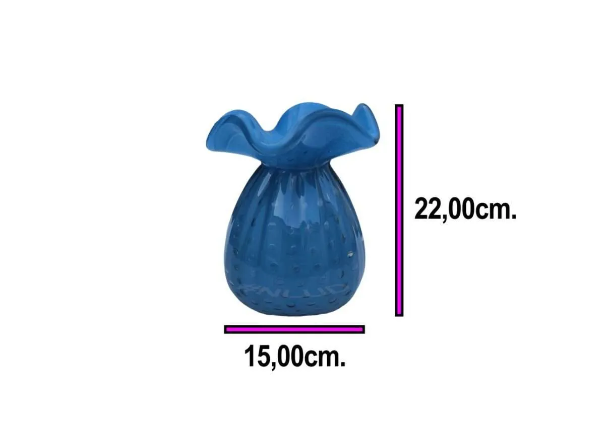Vaso Decorativo Murano Trouxinha Grande Azul Bebê - Imagem 3