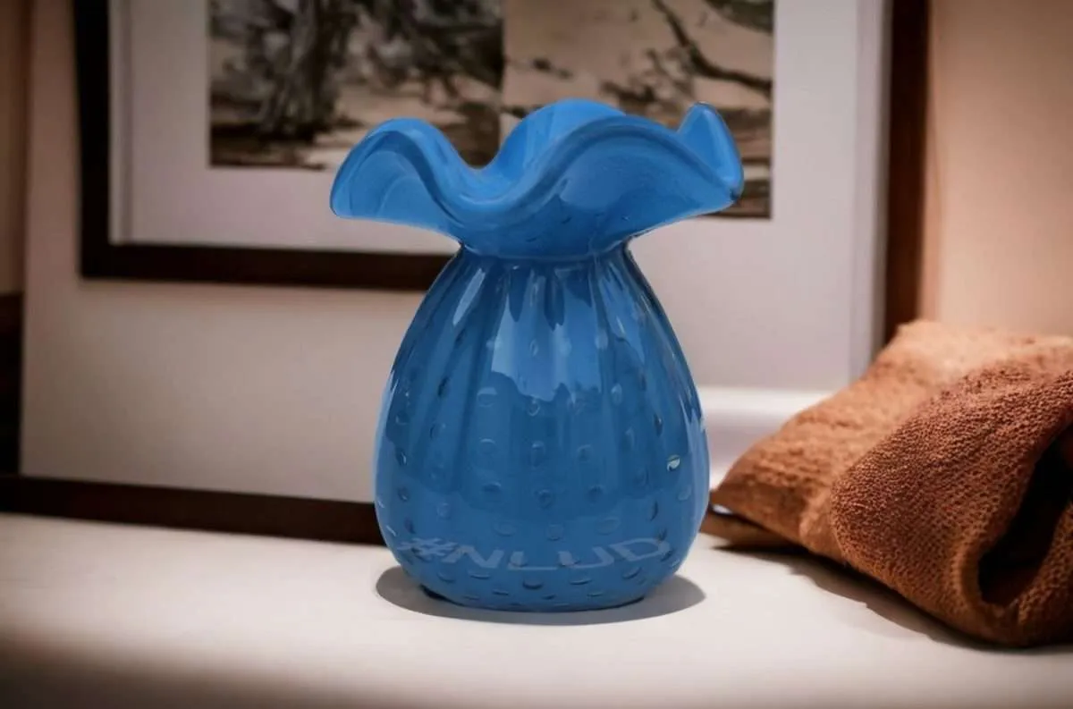 Vaso Decorativo Murano Trouxinha Grande Azul Bebê - Imagem 4