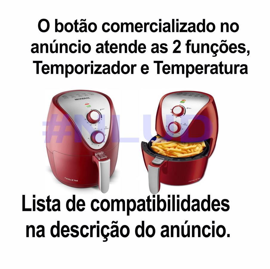 Botão Knob compatível Timer Temperatura Air fryer Mondial AF32 AF32Ri Vermelho 3 Botão Knob compatível Timer Temperatura Air fryer Mondial AF32 AF32Ri Vermelho - Imagem 3