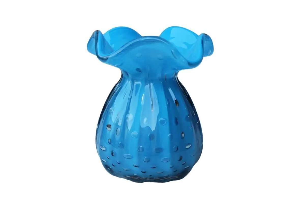 Vaso Decorativo Murano Trouxinha Media Azul Bebê 1 Vaso Decorativo Murano Trouxinha Media Azul Bebê