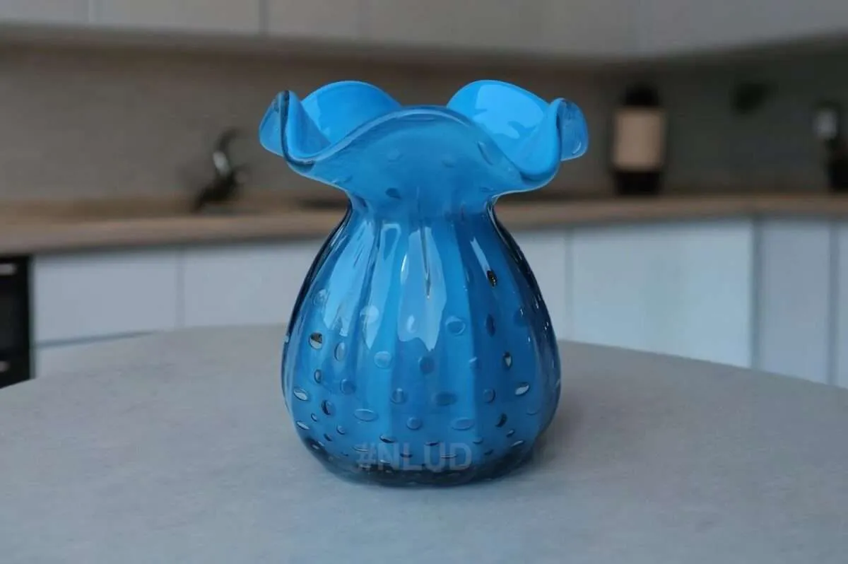 Vaso Decorativo Murano Trouxinha Media Azul Bebê 2 Vaso Decorativo Murano Trouxinha Media Azul Bebê - Imagem 2