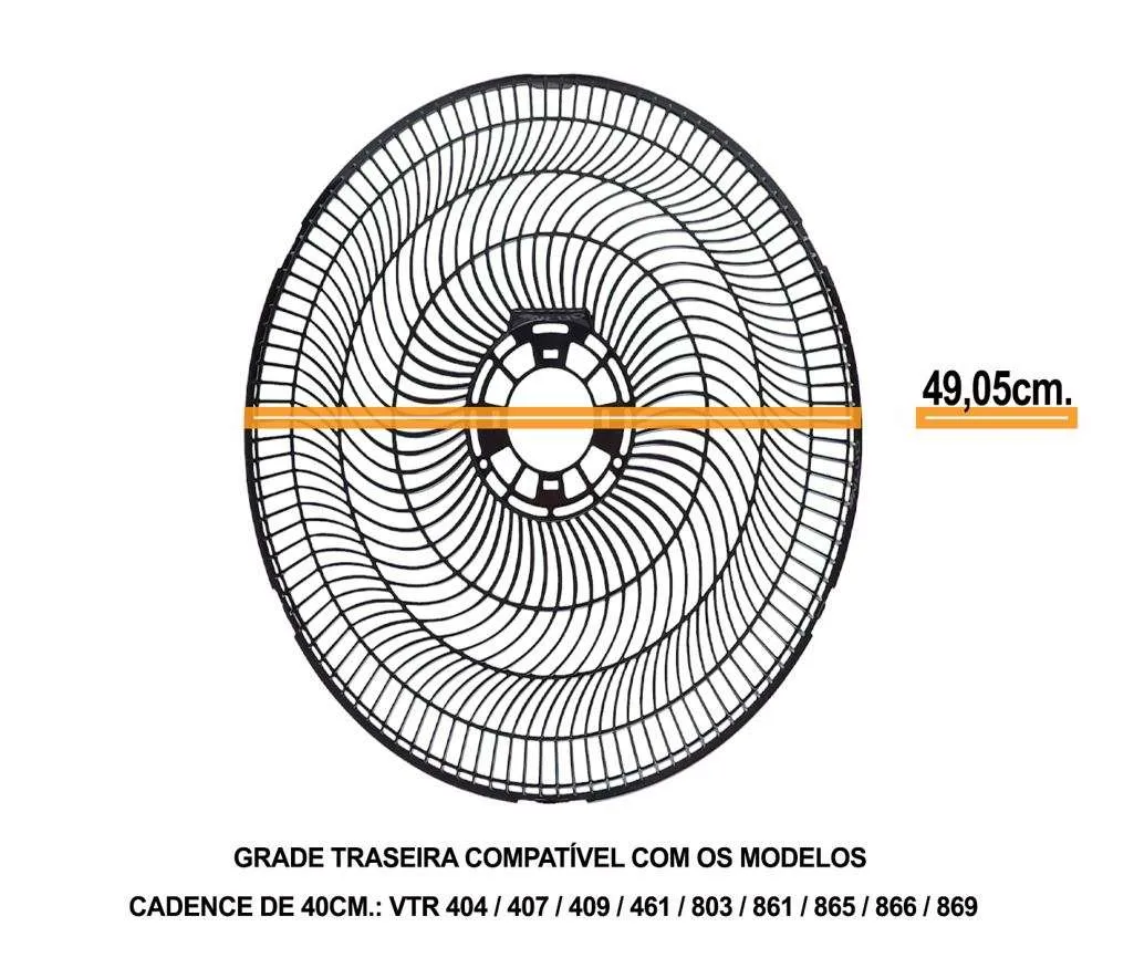 Grade Traseira compatível Ventilador Cadence 40cm. VTR 404 407 409 461 803 861 865 866 869 - Imagem 2