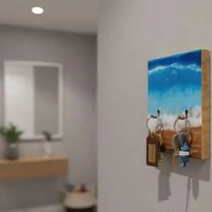 Porta Chaves para parede decoração Mar em Madeira