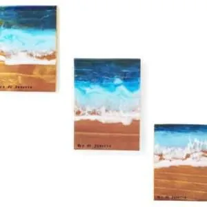 Quadro 11x15 Decorativo Rústico Sala Quarto Mar Madeira Teca 3 peças