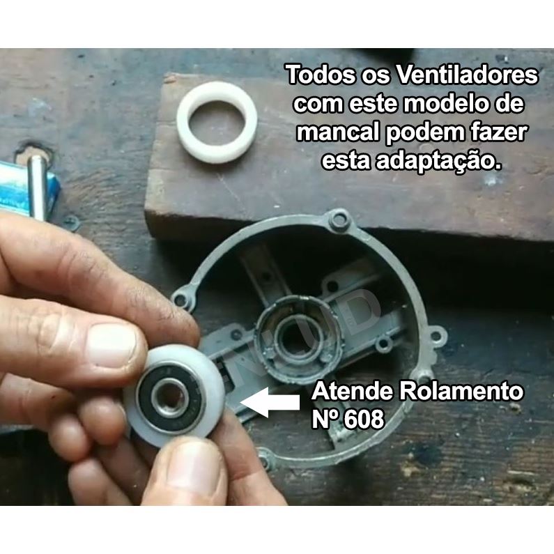 100un Suporte plástico de 29mm. 100un Rolamento 608 Substitui Buchas de Ventiladores 7 100un Suporte plástico de 29mm. 100un Rolamento 608 Substitui Buchas de Ventiladores - Imagem 7